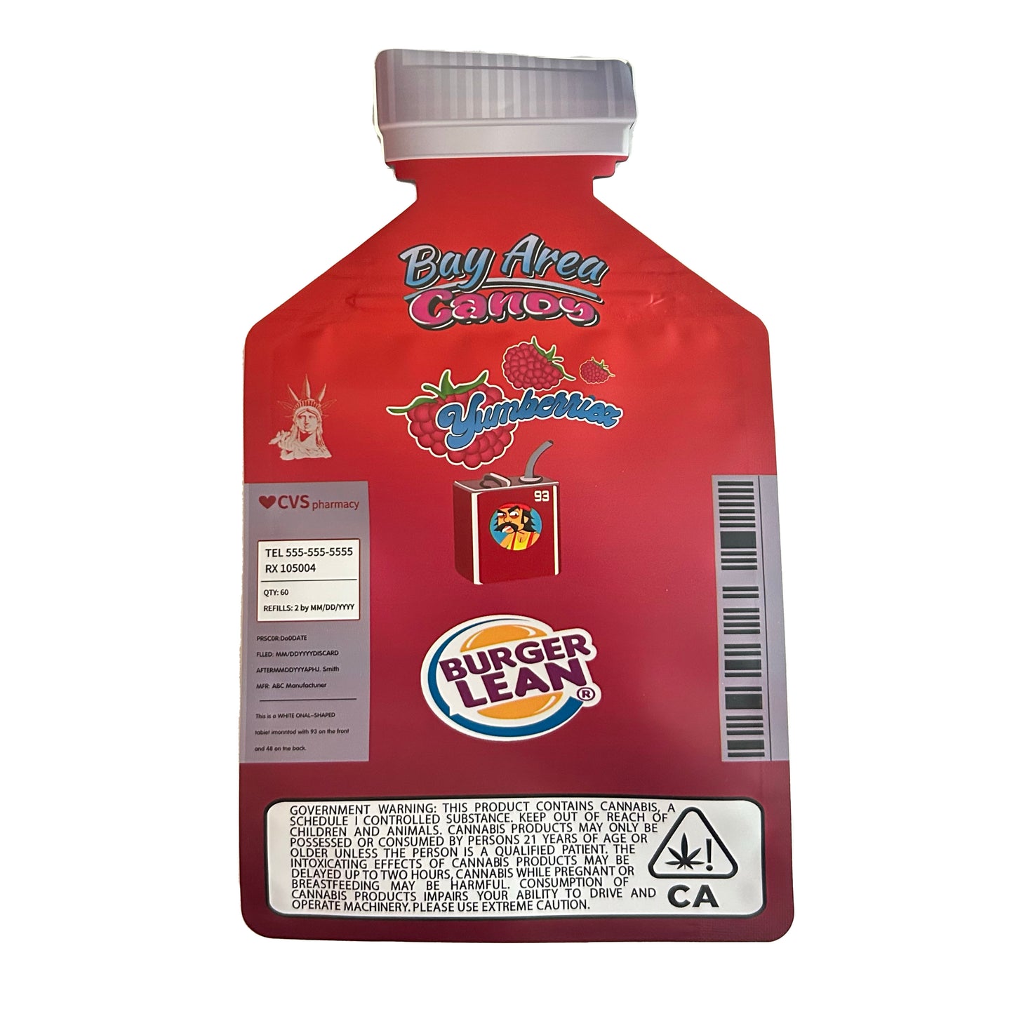 Burger Lean Ketchup Cutout 3.5G Mylar Bags