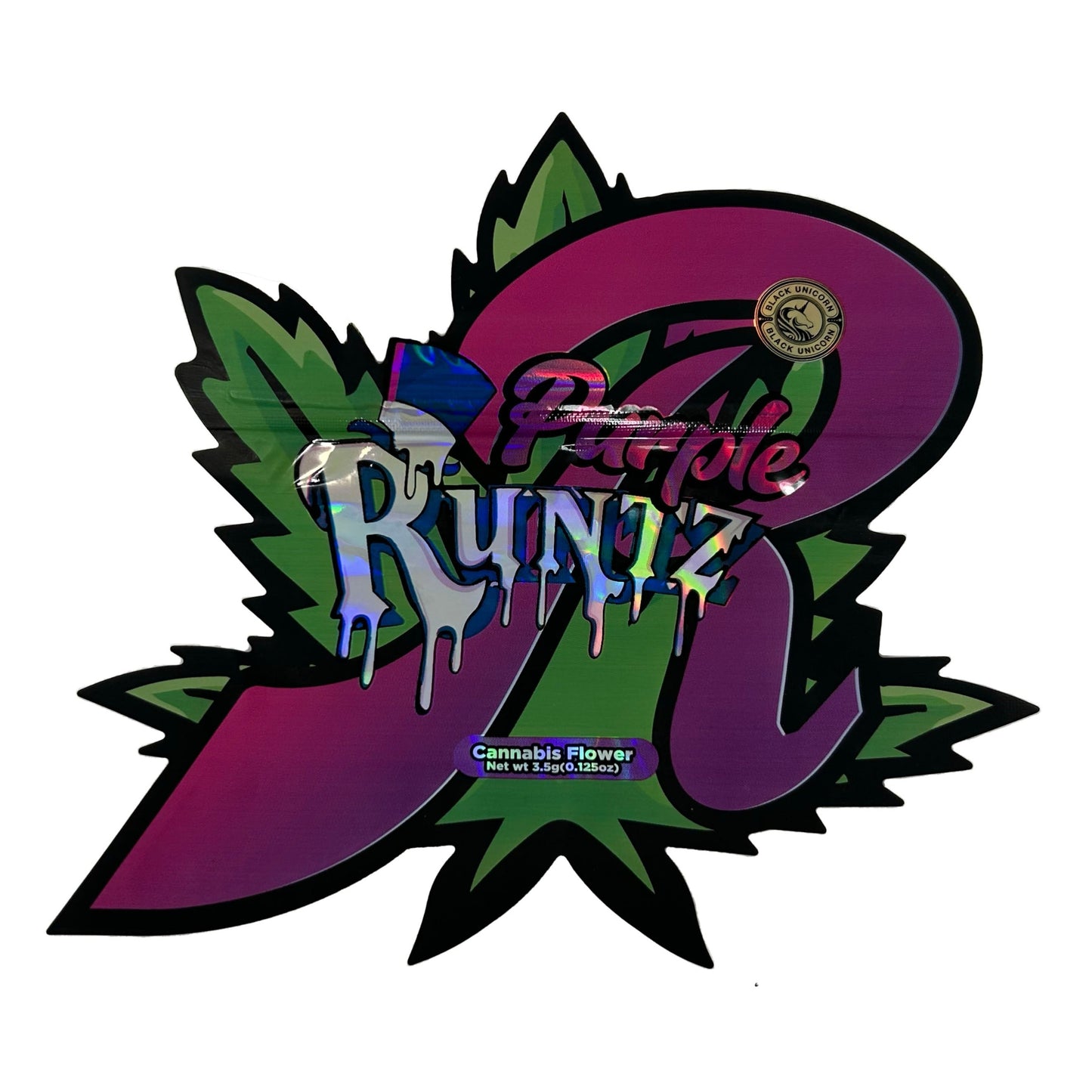 Purple Runtz Black Unicorn 3.5G Mylar Bags