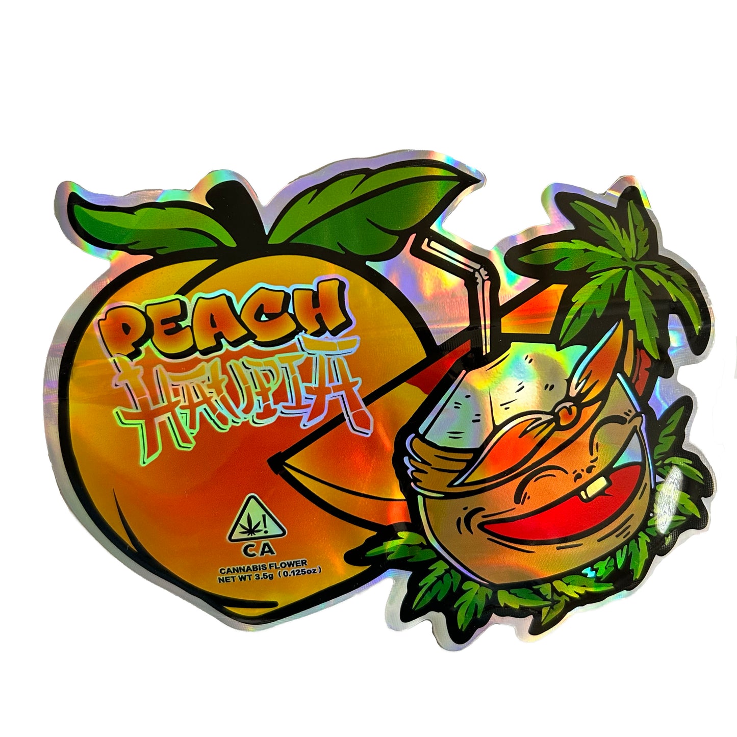 Peach Haopia Cutout 3.5G Mylar Bags