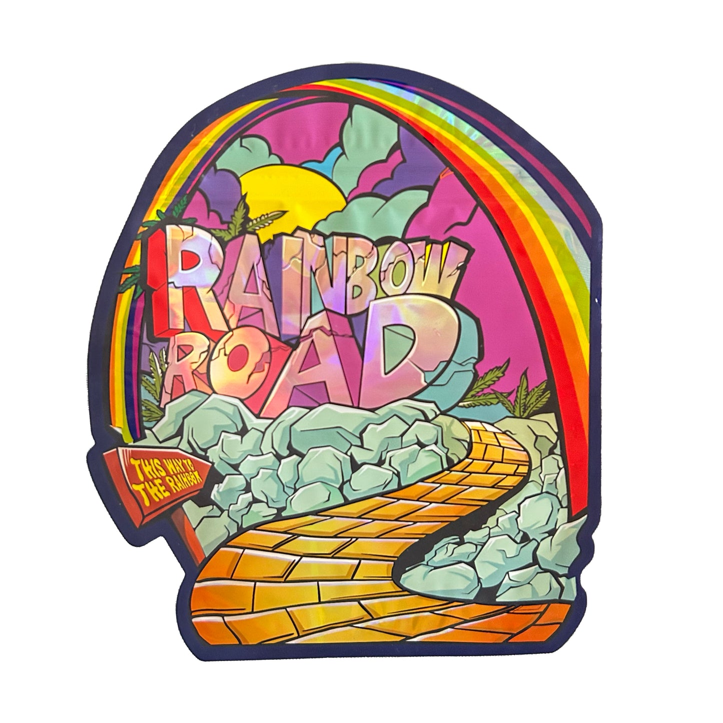 Rainbow Road Cutout 3.5G Mylar Bags