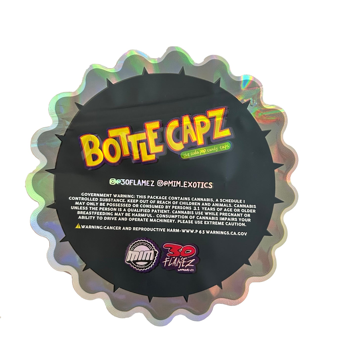 Bottle Capz Holographic Cutout 3.5G Mylar Bags