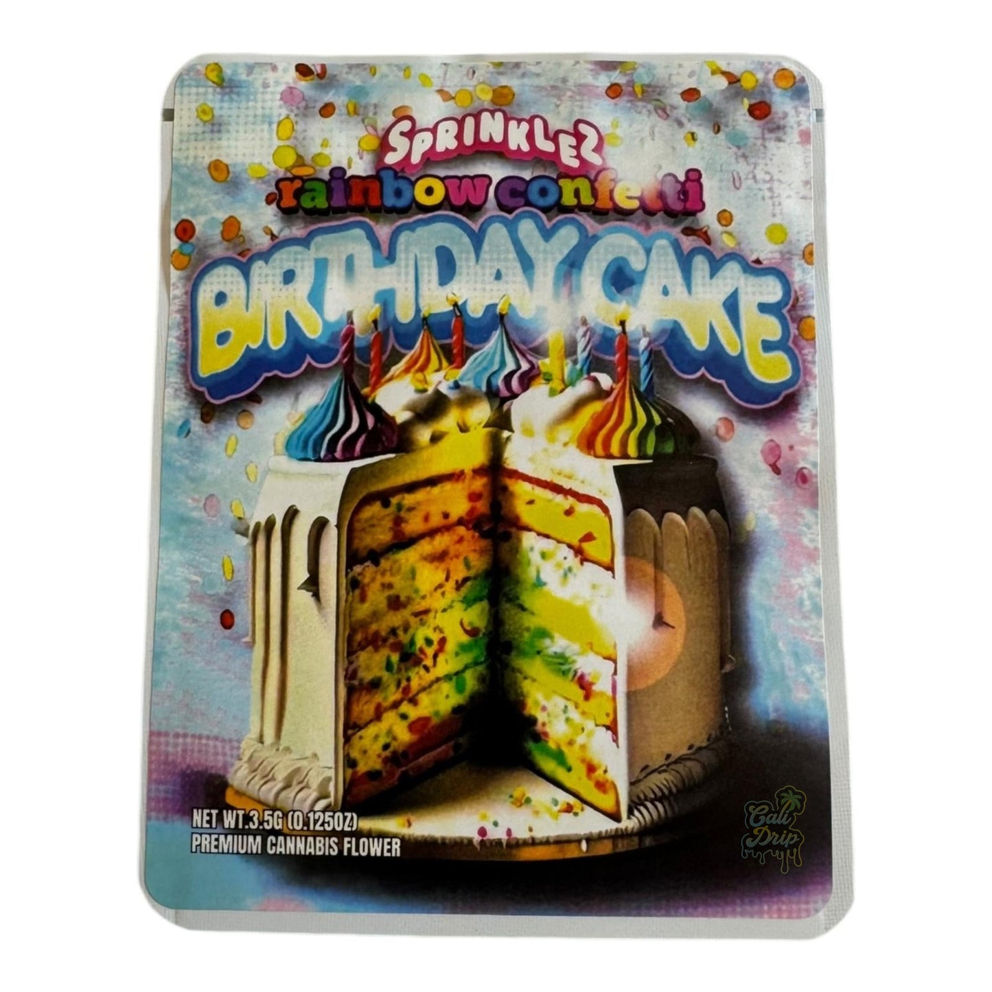 Rainbow Confetti Birthday Cake 3.5G Mylar Bags