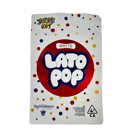 White Lato Pop Jokes UP! 1 oz Mylar Bag