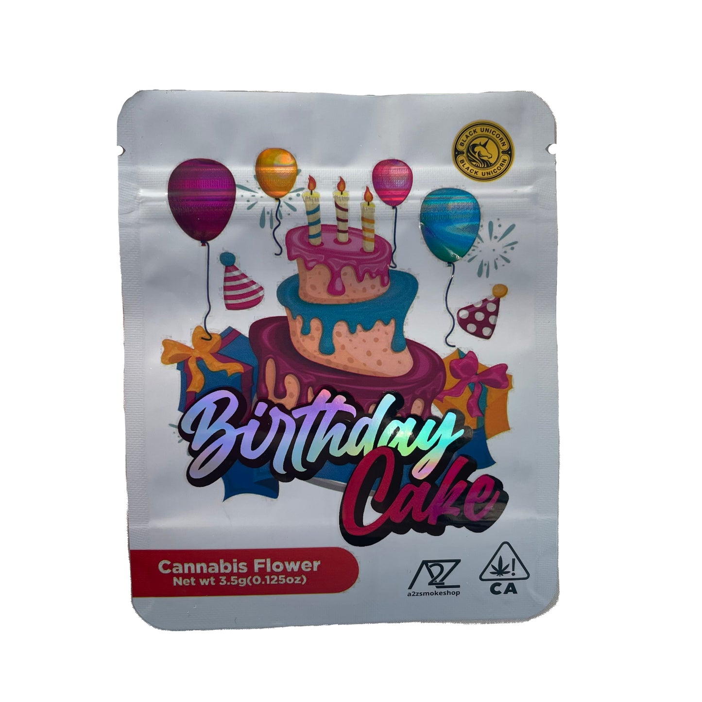 Birthday Cake Black Unicorn 3.5G Mylar Bags